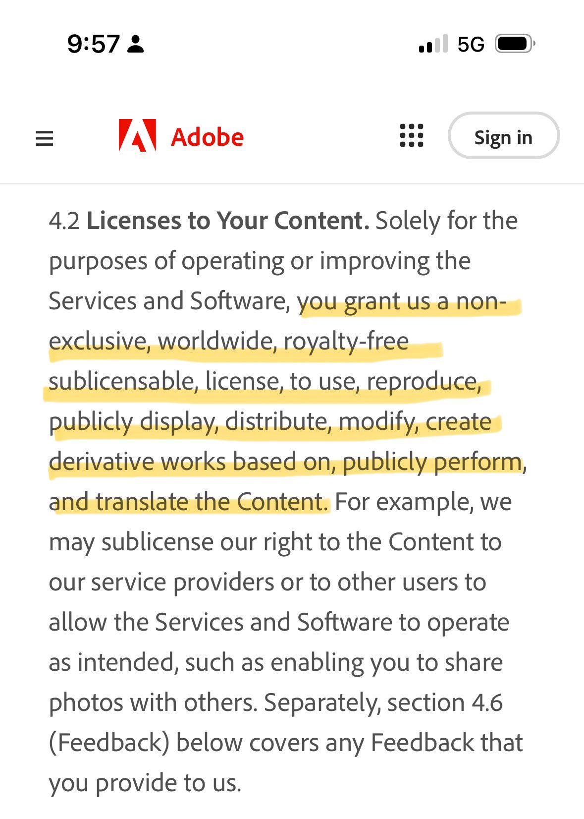Adobe's Terms of Use